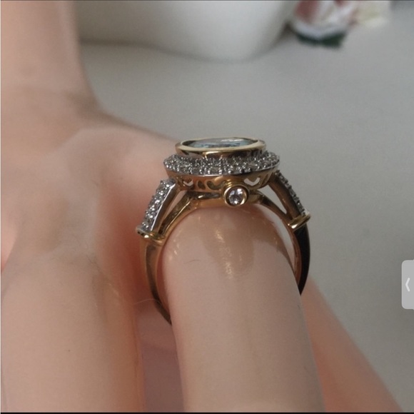 14k AQUAMARINE &DIAMOND RING - Picture 3 of 8